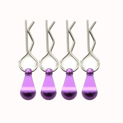 SERBNOPG for 1/5 1/8 1/10 1/12 4pcs Body Shell Clip Pin with Fixing Bracket Aluminum Mount Set RC Model Car for Toys Spare Parts Accessories RC Car Upgrade Part(Purple)