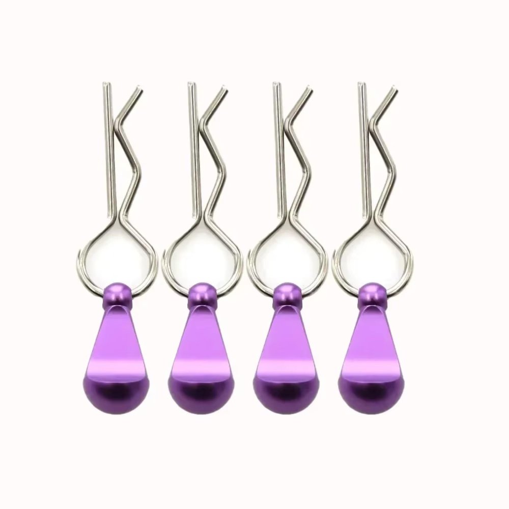 SERBNOPG for 1/5 1/8 1/10 1/12 4pcs Body Shell Clip Pin with Fixing Bracket Aluminum Mount Set RC Model Car for Toys Spare Parts Accessories RC Car Upgrade Part(Purple)