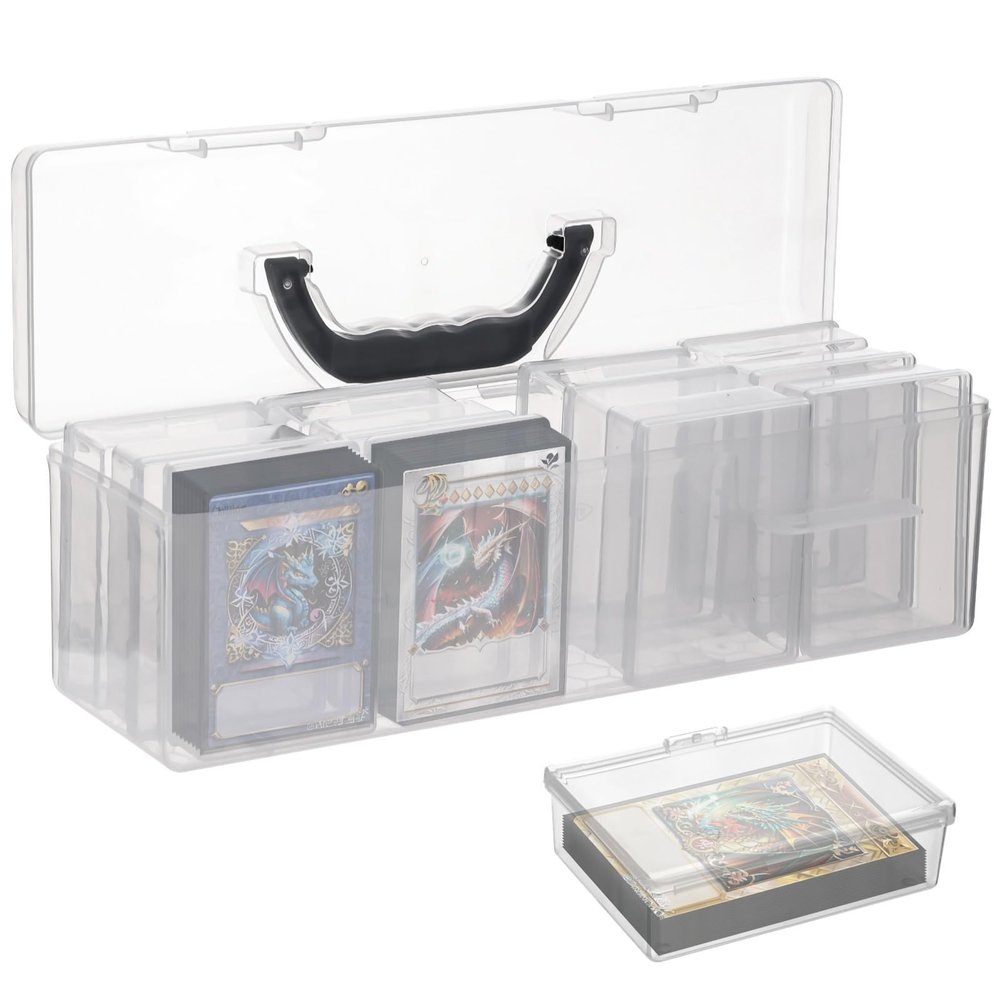 14-Piece Trading Card Case Set with 1 Large and 13 Small Card Boxes, Convenient and Organizer for Sports Cards, Game Cards, and More