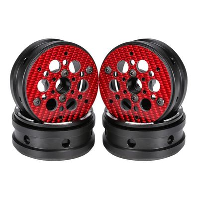 1.9 Inch Carbon Fiber Delrin Wheel Rims Compatible with 1/10 RC Crawler Builds Compatible with TGH Dlux Gspeed V4 UGRC Chassis(4PCS B Red)