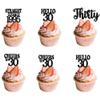 12Pcs Happy 30th Birthday Cupcake Topper Set Black Thirty Cupcake Decor Glitter Cheers to 30 Cupcake Decorations for Men Women Birthday Party Supplies view 1