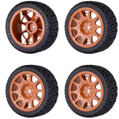 12mm Hex Wheels and Tires Compatible with 1/10 Scale Rally and Drift On-Road Racing Cars Compatible with TT02(AX-2312 Brown)