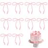 10 Pcs Pearl Bow Cake Toppers, 4.3x3.9 Inches Pink Pearl Beaded Cake Decorations, Large and Small Pearls, Elegant Cupcake Toppers for Weddings, Birthday, Valentines Day and Baby Shower Party Supplies view 1