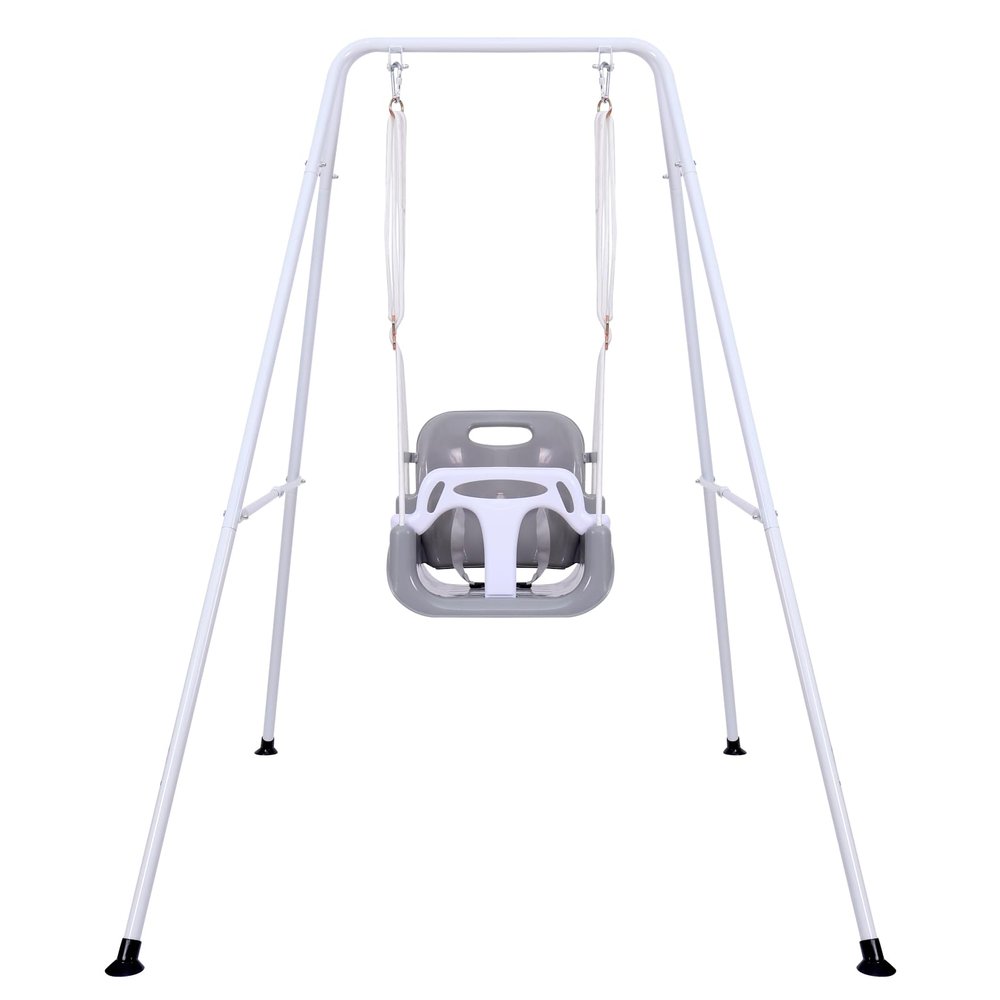 3-in-1 Toddler Swing Set, Metal A-Frame Hammock Chair Stand, Foldable Baby Swing Frame,Indoor/Outdoor Swing Stand for Toddler Baby Jumper Chair (Gray)