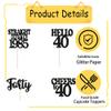 12 Pcs 40th Birthday Cupcake Toppers Black Glitter 40 Cupcake Decor Straight Outta 1985 Cupcake Decorations Set for Cheers to 40 Years Birthday Party Supplies view 3