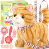 CatchCute Plush Toys Cat for Kids with Leash, Interactive Electronic Kitty That Walking,Meowing, and Tail Wagging, Stuffed Cat Christmas Birthday Gift for Boys and Girls view 1