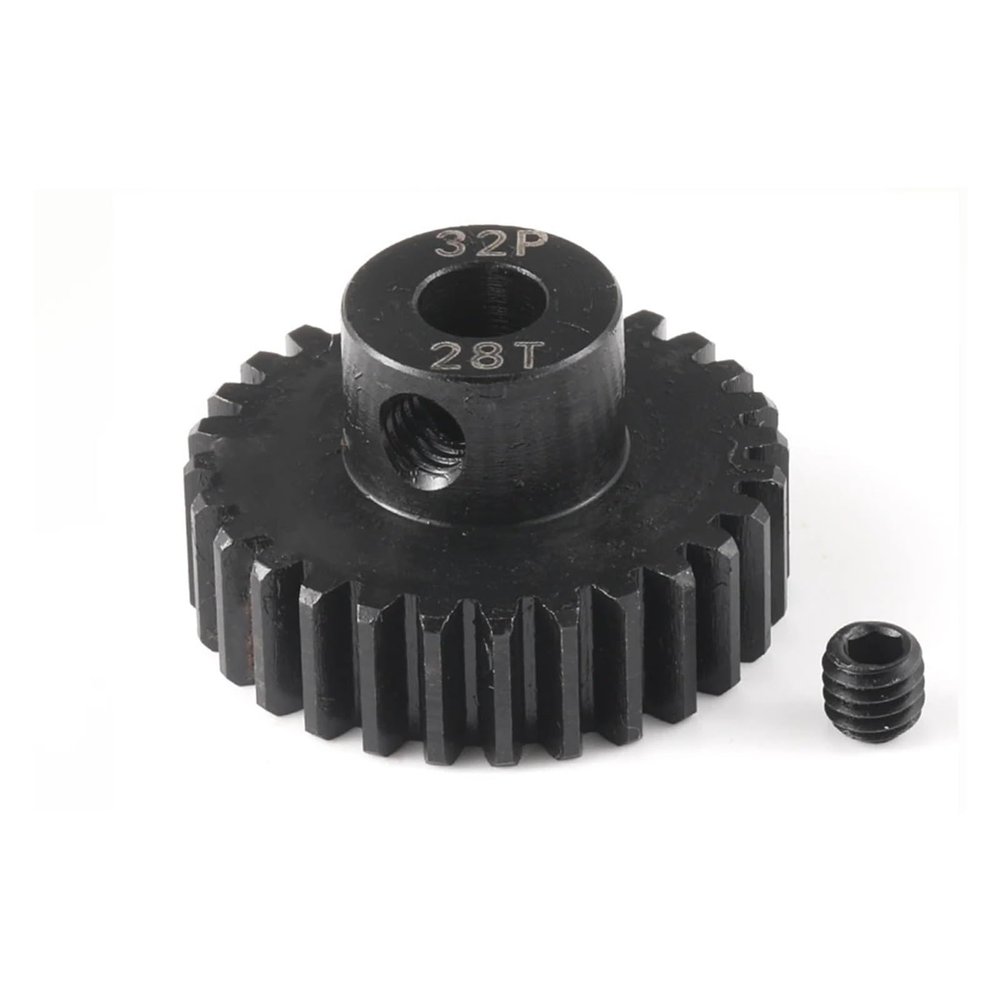 32P 5mm 13T 14T 15T 16T 17T 18T 19T 20T 21T Black Hardened Steel Metal Pinion Motor Gear for 1/10 RC Car(28T)