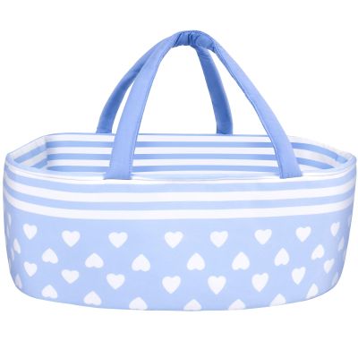 Aori Reborn Baby Dolls Bassinet - Baby Doll Carrier Bed Soft Doll Carrier Accessories with Handle for 17-22 inches Newborn Girls (Blue)