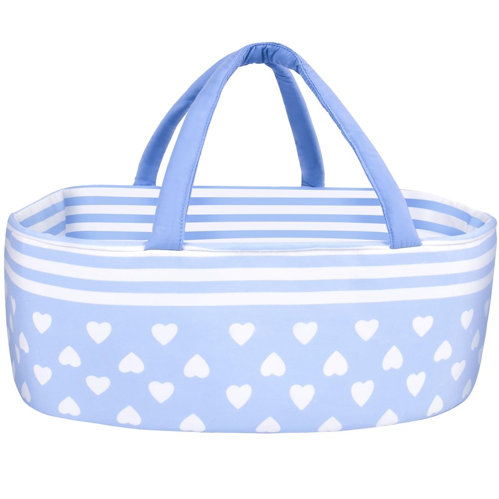Aori Reborn Baby Dolls Bassinet - Baby Doll Carrier Bed Soft Doll Carrier Accessories with Handle for 17-22 inches Newborn Girls (Blue)
