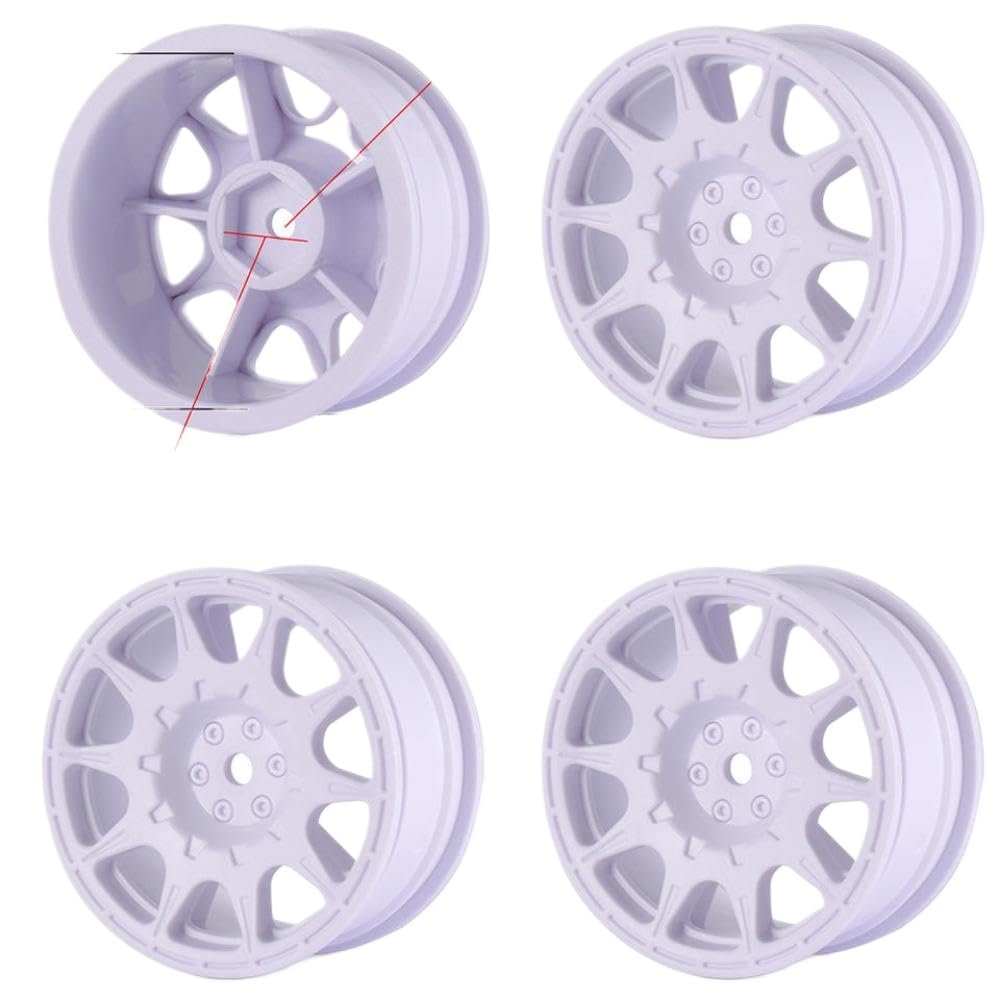 12mm Hex Wheels and Tires Compatible with 1/10 Scale Rally and Drift On-Road Racing Cars Compatible with TT02(AX-2302 White)