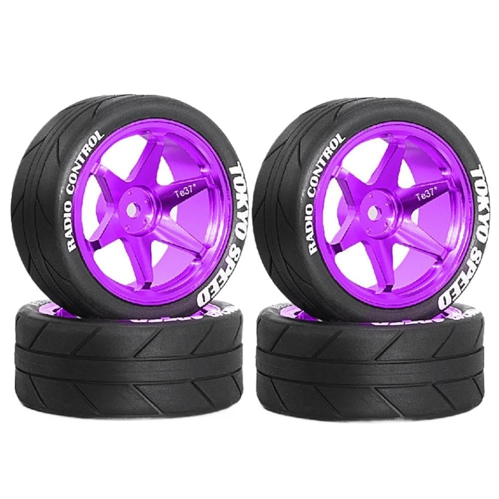 1/10 RC Racing Car Tire Plastic Wheel Compatible with TT01 XV01 TA06 PTG2 Compatible with Rally and On Road Use(4pcs E)