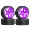1/10 RC Racing Car Tire Plastic Wheel Compatible with TT01 XV01 TA06 PTG2 Compatible with Rally and On Road Use(4pcs E) view 1