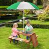 AMNOOI Kids Picnic Table with Adjustable Umbrella & Hidden Sand/Water Play Storage  Solid Wood Outdoor Furniture for Garden, Patio, Balcony | Multi-Purpose Activity Table for Playtime, Snacks view 2