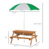 AMNOOI Kids Picnic Table with Adjustable Umbrella & Hidden Sand/Water Play Storage  Solid Wood Outdoor Furniture for Garden, Patio, Balcony | Multi-Purpose Activity Table for Playtime, Snacks view 3