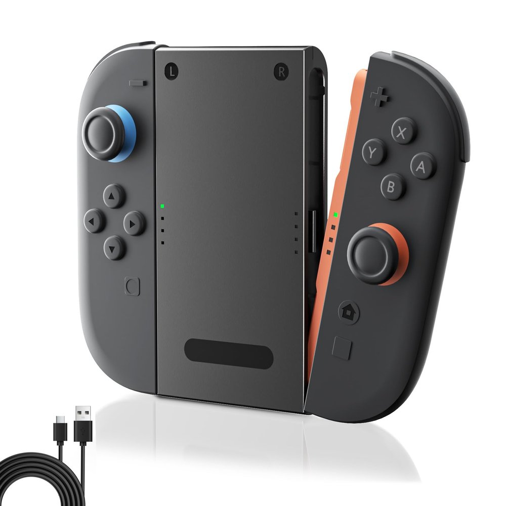 Charging Grip for Nintend0 Switch 2 JoyC0n Left and Right Hand Grip, Play While Charging, Dual Controller Charging, LED Indicator, Compact Design, Includes Type-C Cable