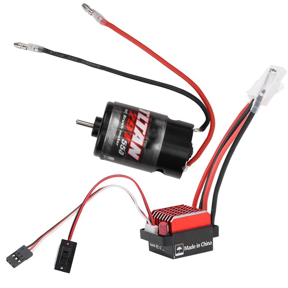 RiToEasysports RC Car Brushed Motor ESC 360A TwoWay Brake Climbing Drag Brake for 1/10 RC Car, Black Metal, Universal for SCX10 (29T)