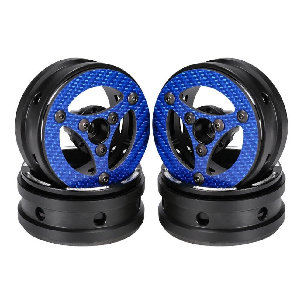 1.9 Inch Carbon Fiber Delrin Wheel Rims Compatible with 1/10 RC Crawler Builds Compatible with TGH Dlux Gspeed V4 UGRC Chassis(4PCS D Blue)