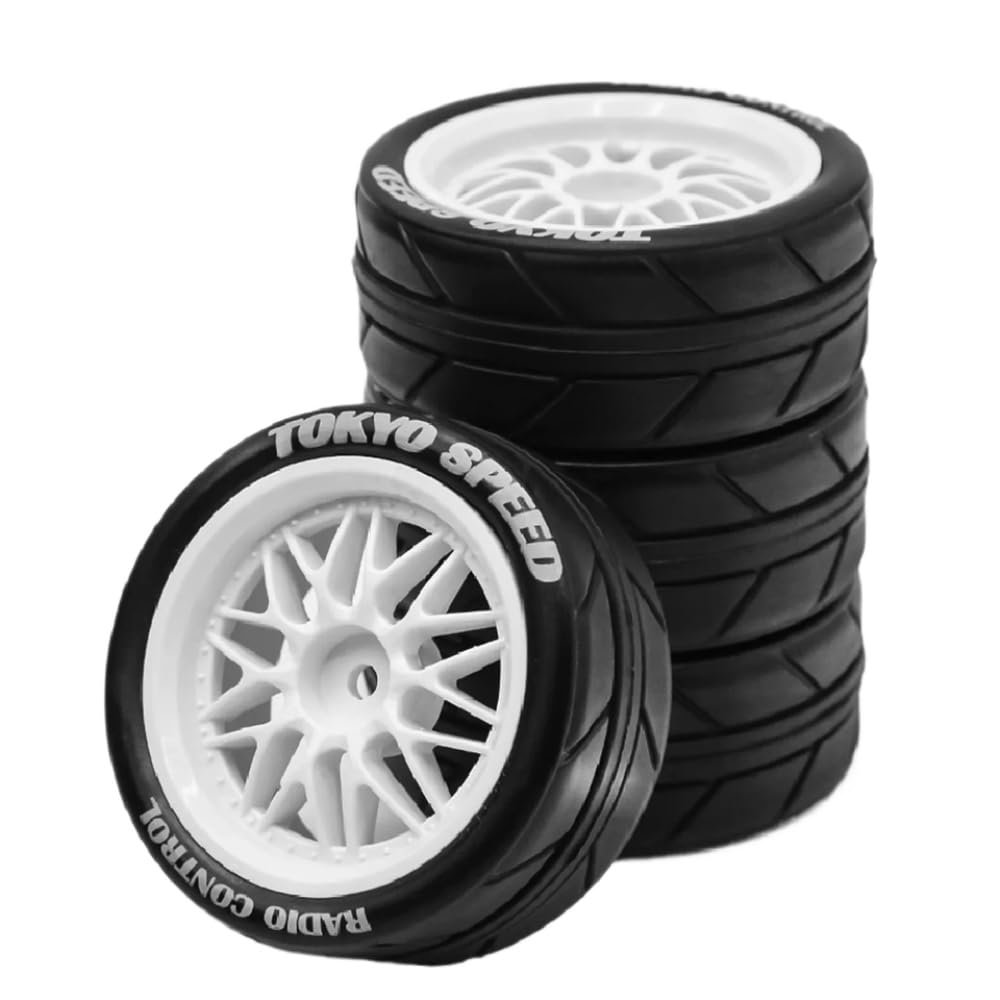 1/10 RC Racing Car Tire Plastic Wheel Compatible with TT01 XV01 TA06 PTG2 Compatible with Rally and On Road Use(4PCS D)