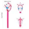 12PCS Inflatable Stick Horse,Blow Up Horse Head on Stick Pony Costume Western Cowboy Cowgirl Baby Shower Birthday Party Decorations Halloween Supplies Favors Props, 38 Inches (Pink) view 2