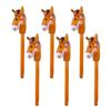 6PCS Inflatable Stick Horse,Blow Up Horse Head on Stick Pony Costume Western Cowboy Cowgirl Baby Shower Birthday Party Decorations Halloween Supplies Favors Props, 38 Inches (Brown) view 1