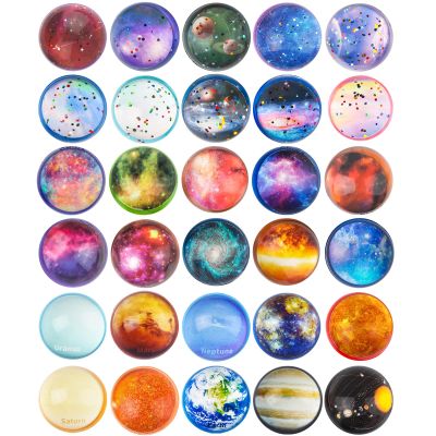 Ecoofor 30 Pack Galaxy Bouncy Balls 32 mm Space Themed Rubber Balls in 30 Styles Bulk Space Party Favors for Kids, Goodie Bag Fillers, Bag Stuffers, Space Toys for Boys and Girls