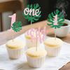 12 Pcs Pink Green Wild One Cupcake Topper Set Glitter 1st Birthday Cupcake Decorations for ungle Theme First Birthday Baby Shower Party Cupcake Decor Supplies view 2