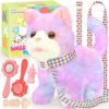 CatchCute Plush Toys Cat for Kids with Leash, Interactive Electronic Kitty That Walking,Meowing,and Tail Wagging, Pretend Play Realistic Cat Christmas Birthday Gifts for Boys and Girls view 1