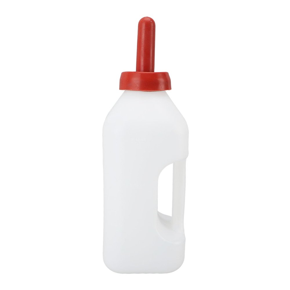 2L Calf Feeding Bottle Thicken Leakproof Silicone Nipple Calf Nursing Feeding Supplies with Handle for Farm Pasture Durable Plastic Design Easy to Hold and Use (Horizontal Milk Pot)