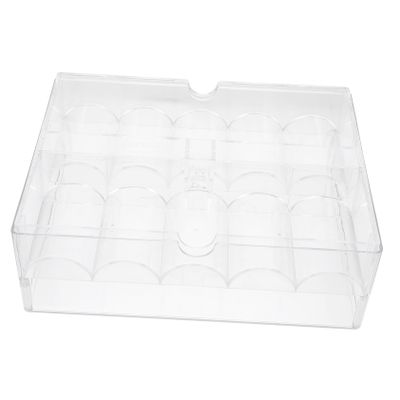 WEKAMOS Clear Acrylic Poker Chips Box Transparent Chip Storage Organizer Compartments for Tidy Game Setup and Easy Access Compact Design for Home Travel Use