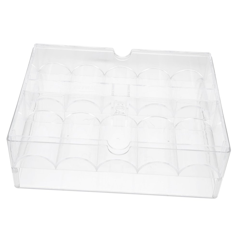 WEKAMOS Clear Acrylic Poker Chips Box Transparent Chip Storage Organizer Compartments for Tidy Game Setup and Easy Access Compact Design for Home Travel Use