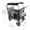 Stroller Wagon for 4 Kids,Wagon Cart Featuring 4 High Seat with Side Organize Bag,Foldable Double Push Bar Wagons Stroller with 4(2 with Brakes) Wheels for Beach,Park,Camping,Traveling,Shopping view 2