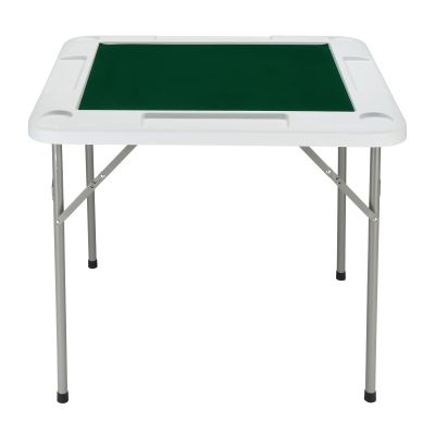 Bonnlo Portable Square Game Table, Suittable for 4 Players, with Cup Holders and Chip Grooves, for Poker and Domino, Puzzles Game, 35", Green