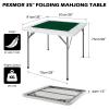 Bonnlo Portable Square Game Table, Suittable for 4 Players, with Cup Holders and Chip Grooves, for Poker and Domino, Puzzles Game, 35", Green view 2