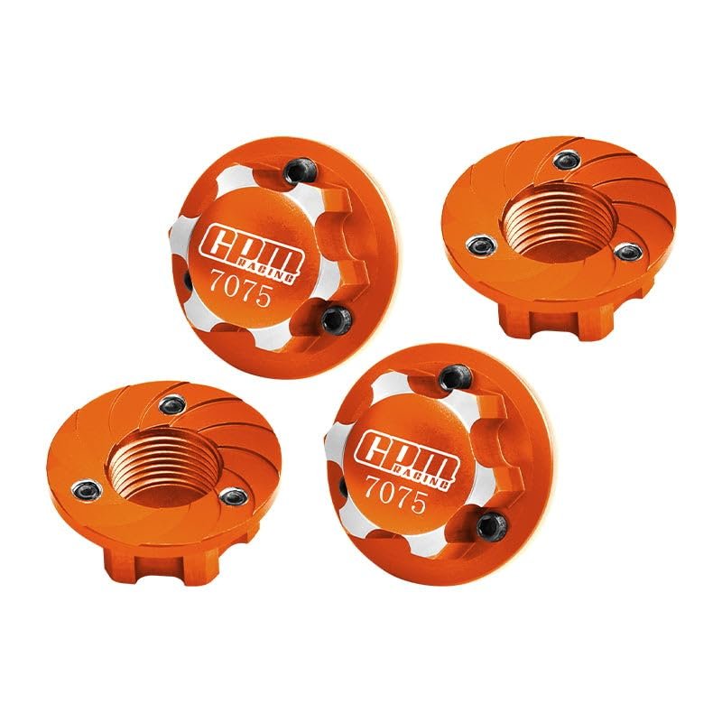 Aluminum 7075 Alloy Wheel Nut 17mm for LOSI 1/6 8IGHT-X Super Lasernut 4WD Brushless Buggy-LOS04019 & 1/7 1/8 Arrma RC Car Upgrade Parts - Orange