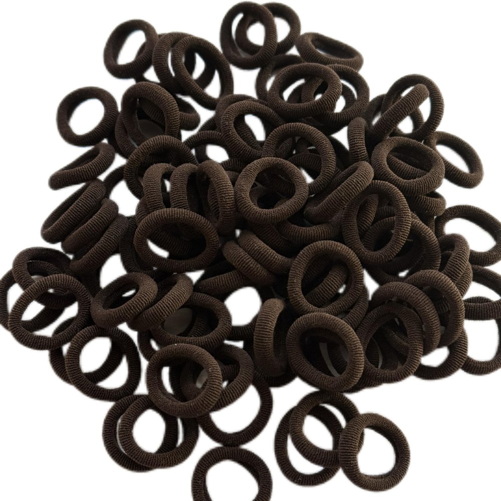 100 Pieces Elastic Baby Brown Hair Ties 2cm Hair Bands Kid Colored Ponytail Holders for Baby Girl Toddler