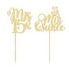 12Pcs Mis Quince Cupcake Toppers - Gold Glitter 'Mis 15' Butterfly Cupcake Decorations for 15th Birthday Theme Party Supplies view 2