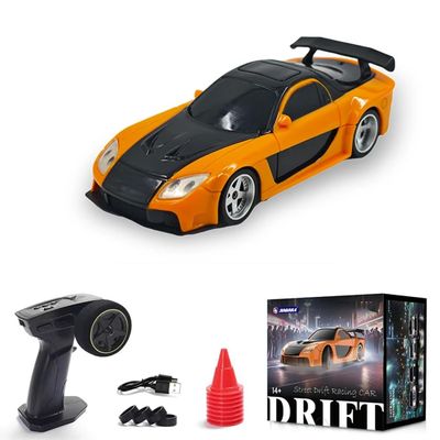 Actualia 1/43 Scale Mini RC Drift Car, 2.4G Full Proportional Electric Racing Drift Car Model with Lights, 15KM/H Speed Remote Control Vehicle Toy Gift for Hobbyists & Adult