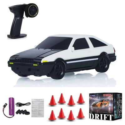 Actualia 1/43 Scale Mini RC Drift Car, 2.4G Full Proportional Electric Racing Drift Car Model with Lights, 15KM/H Speed Remote Control Vehicle Toy Gift for Hobbyists & Adult