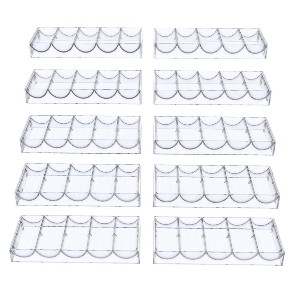 Gatherchuan Acrylic Poker Chip Tray Rack Without Lid for 100 Standard Casino Chips,Tray Rack Chip Storage Display Case for Texas Hold'em, Blackjack,Gambling, Poker Clubs,Clear