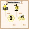 12 Pcs Bee One Cupcake Toppers - Glitter Honeycomb Number 1 Picks for Bee Theme Baby Shower Boys Girls First Birthday Party Supplies view 3