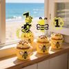 12 Pcs Bee One Cupcake Toppers - Glitter Honeycomb Number 1 Picks for Bee Theme Baby Shower Boys Girls First Birthday Party Supplies view 4