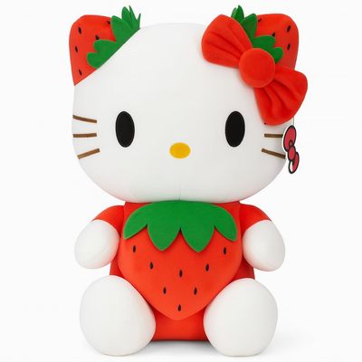 AlphaDesignLuxe 11 Red Strawberry Cat Plush Toy Soft Kawaii Plush Doll, Cute Stuffed Animal Gift for Girls, Teens & Collectors