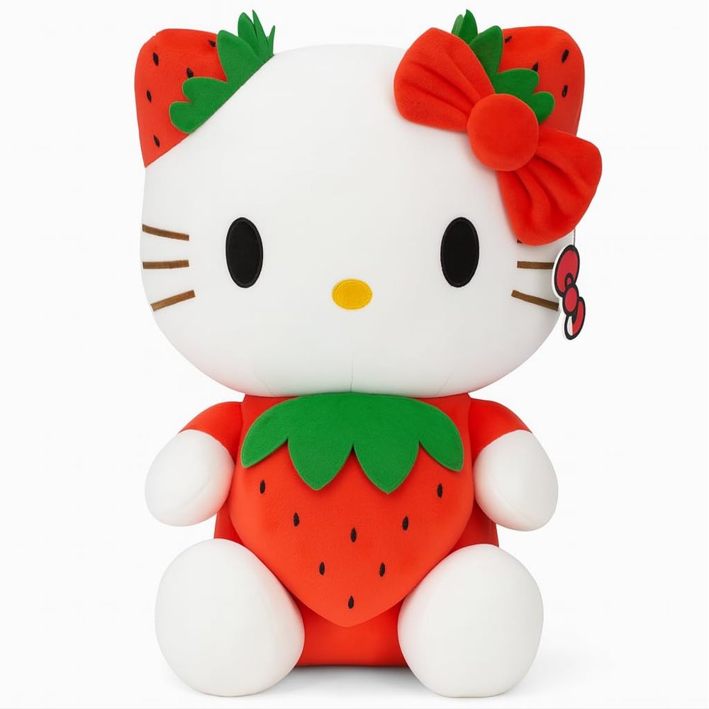 AlphaDesignLuxe 11 Red Strawberry Cat Plush Toy Soft Kawaii Plush Doll, Cute Stuffed Animal Gift for Girls, Teens & Collectors