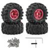 1.0" Beadlock RC Wheels and Tires for 1/18 TRX4M,1/24 Axail scx24 RC Crawler,1.0 Beadlock Tires w/Alloy Aluminium Wheels 1.0 rc Beadlock Rims,4PCS (red) view 1