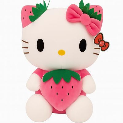 AlphaDesignLuxe 11 Pink Strawberry Cat Plush Toy Soft Kawaii Plush Doll, Cute Stuffed Animal Gift for Girls, Teens & Collectors