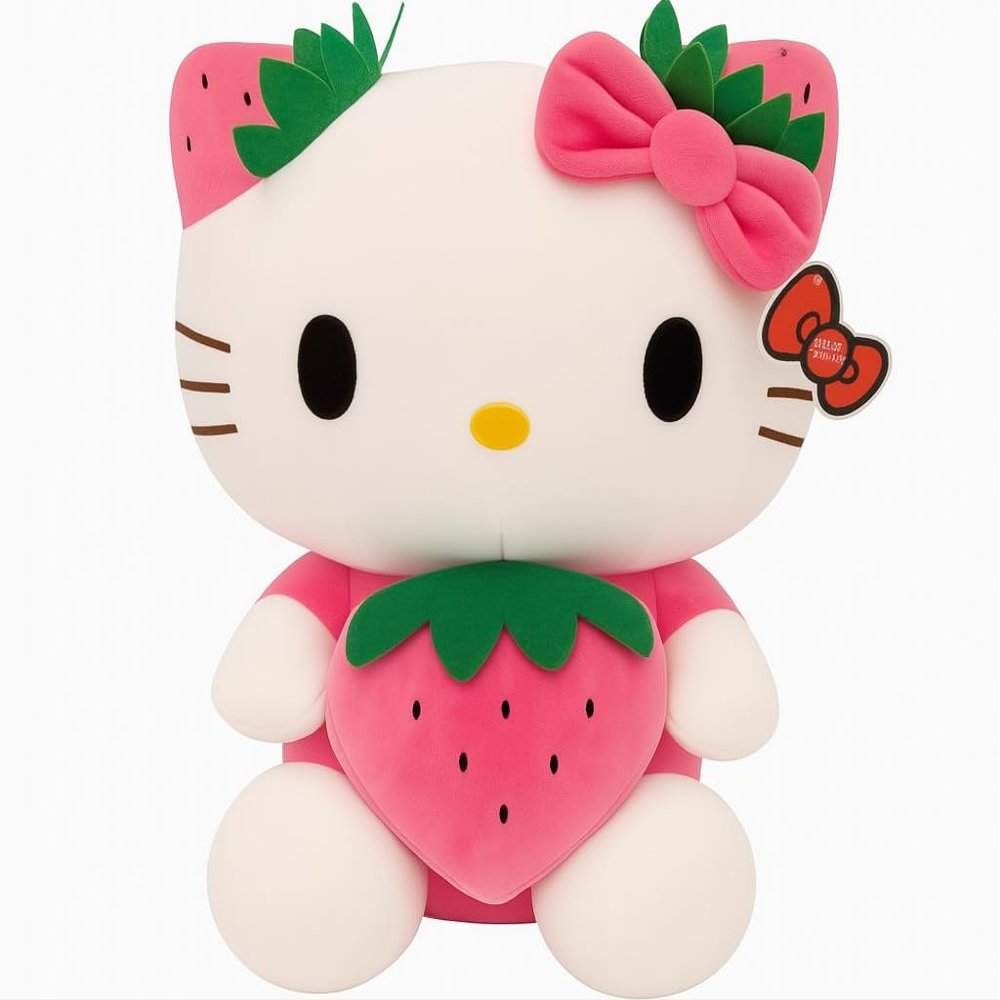 AlphaDesignLuxe 11 Pink Strawberry Cat Plush Toy  Soft Kawaii Plush Doll, Cute Stuffed Animal Gift for Girls, Teens & Collectors