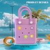 BKFOLIUM Mini Rubber Tote Bag, Small Waterproof Beach Handbag, Lightweight Washable Tote for Beach Pool Travel, With Adjustable Shoulder Strap view 3