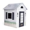 Modern Farmhouse Kids Playhouse Indoor, White with Black Trim, Foldable with Decorative Details view 1