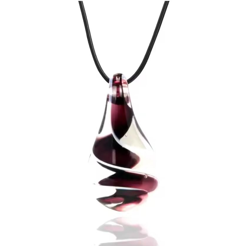 4.9cm Handmade Glass Waterdrop Pendant Necklace Cord Necklace Party Women ,Black,45 Cm