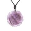 3.5cm Natural Stone Necklace For Women Hand Rose Flower Shape Pendant Accessories,Dragon Blood,75cm view 2